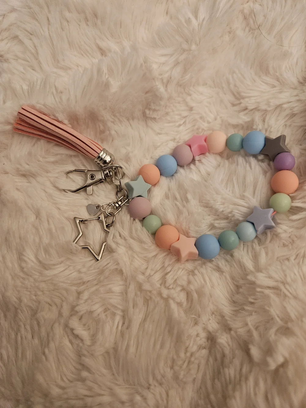 Pastel☆Star Bead Keychain Wristlet - Multicolor